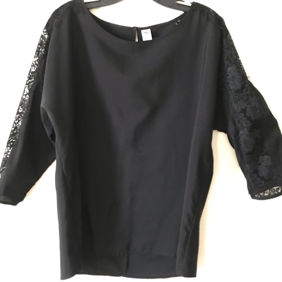 Old Navy Tops - 3/4 lace sleeve, black blouse